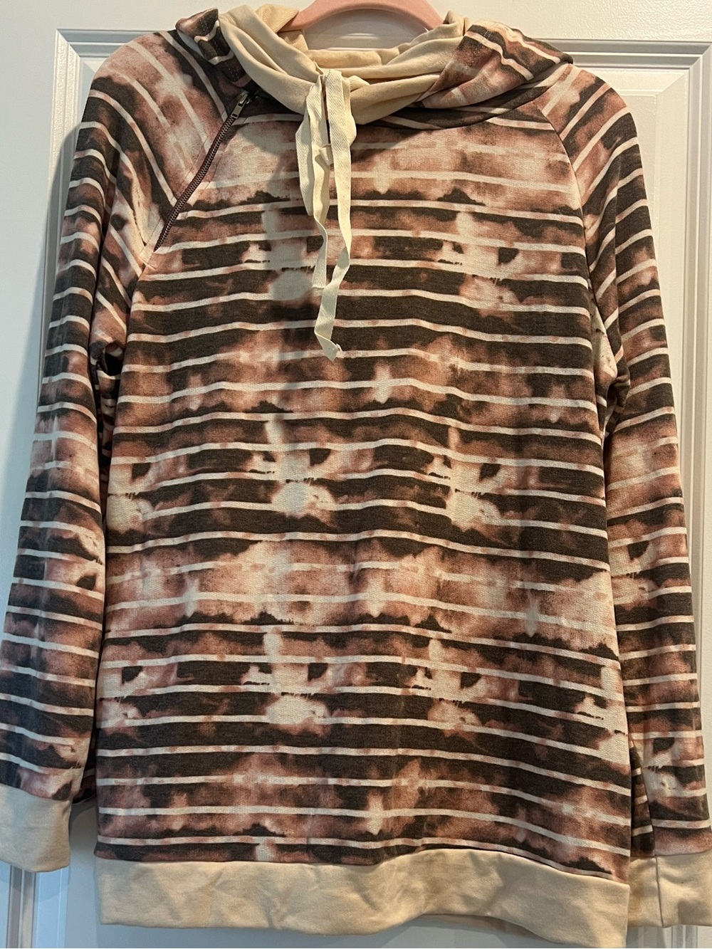 7th Ray Striped Tie-Dye Lightweight Knit Hoodie
